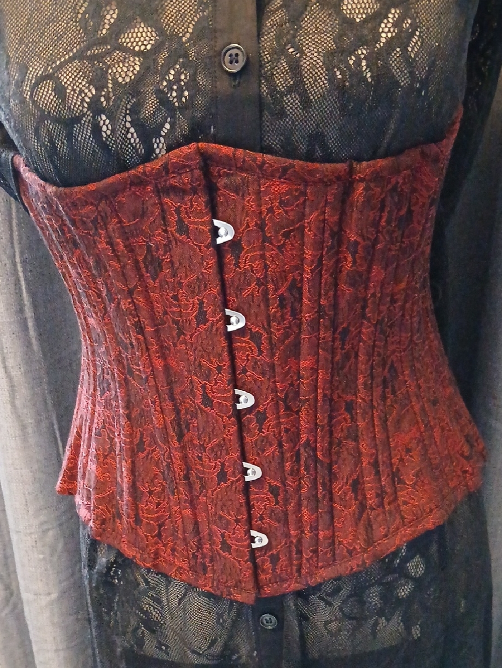 Athentic Red Brocade Underbust Corset